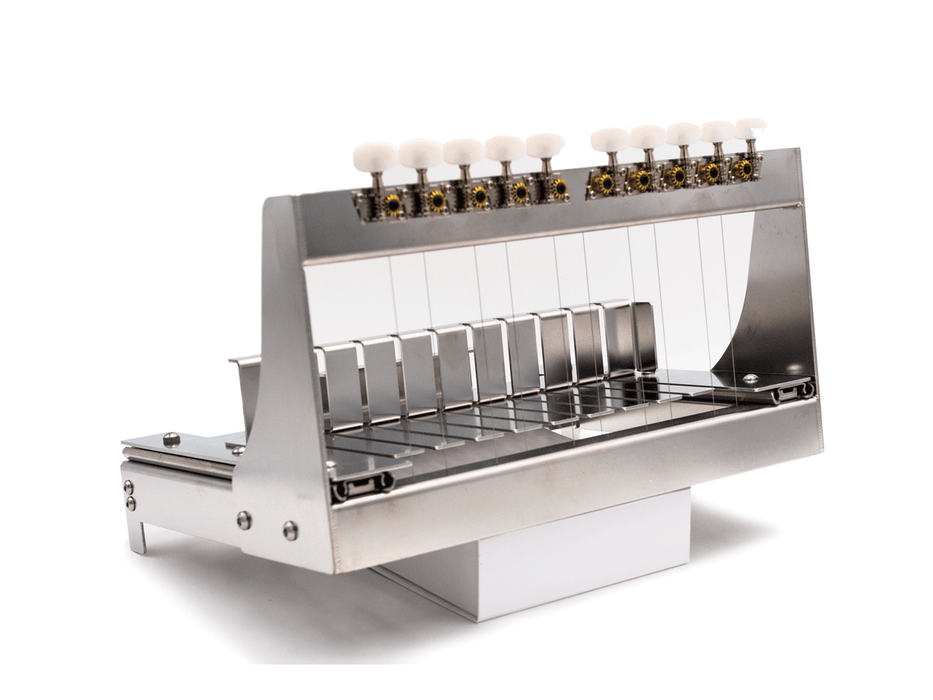 Heavy-duty medical-grade multiple-bar stainless steel soap cutter 3/4 back 
view