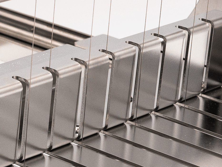 Heavy-duty medical-grade multiple-bar stainless steel soap cutter. Electropolishing shiny surface.