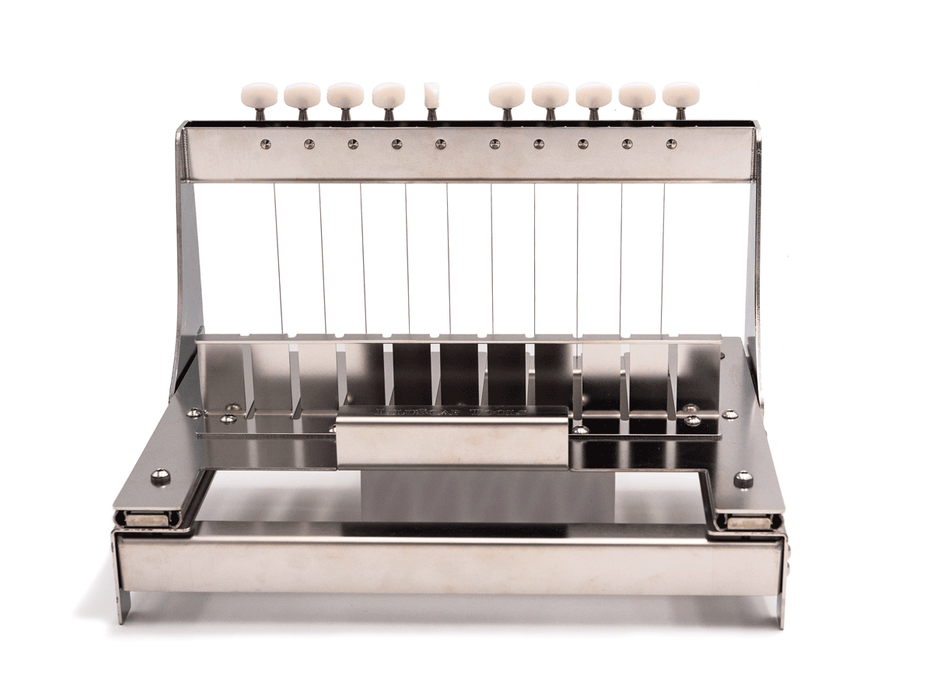 Heavy-duty medical-grade multiple-bar stainless steel soap cutter front view