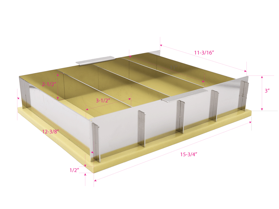 heavy-duty compact versatile collapsible stainless steel multiple-loaf soap mold dimension