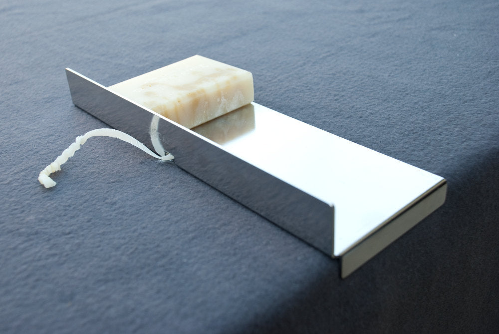 safe & heavy-duty stainless steel soap beveler hooked on the edge of the table for effortless trimming
