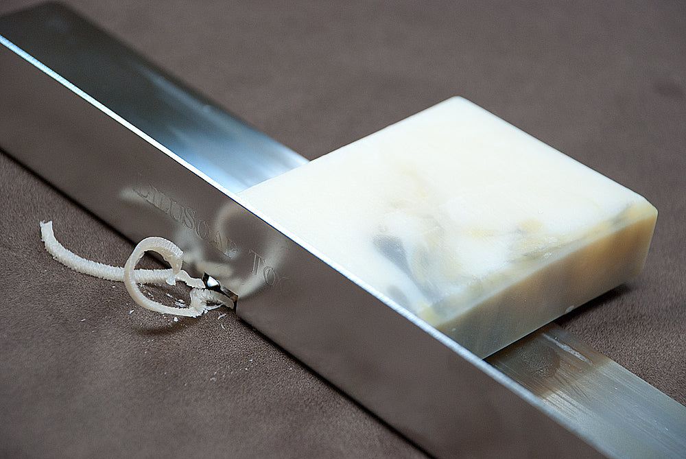 Heavy-duty stainless steel soap beveler evenly creates 45-degree beveled edges in just 6-8 seconds. Safe for all ages. 